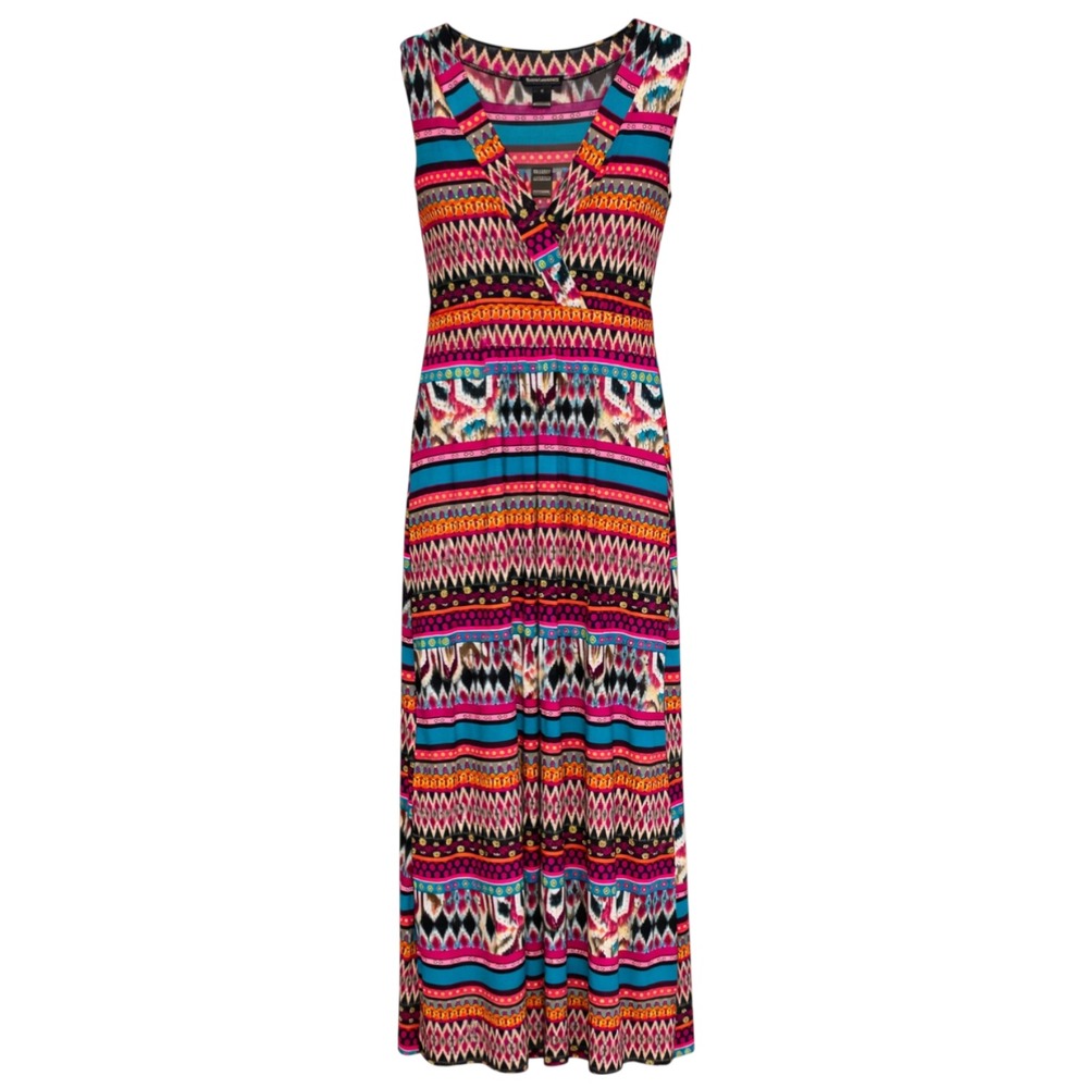 Boho 70s Revival Maxi Dress Women Size M Hippie Chic Festival Southwestern